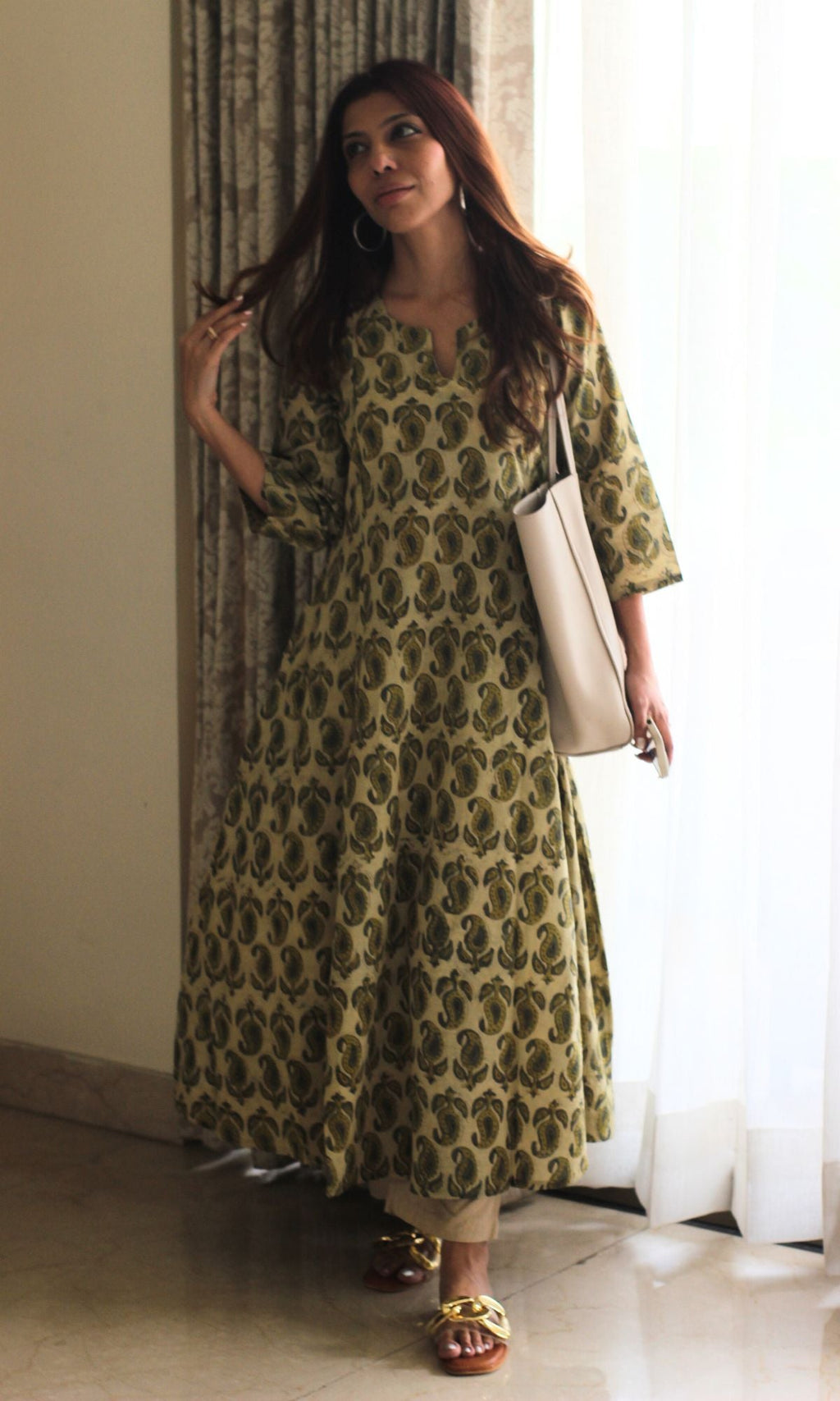 Cotton Handblock Vanaspati Print Earthy Kali Kurta
