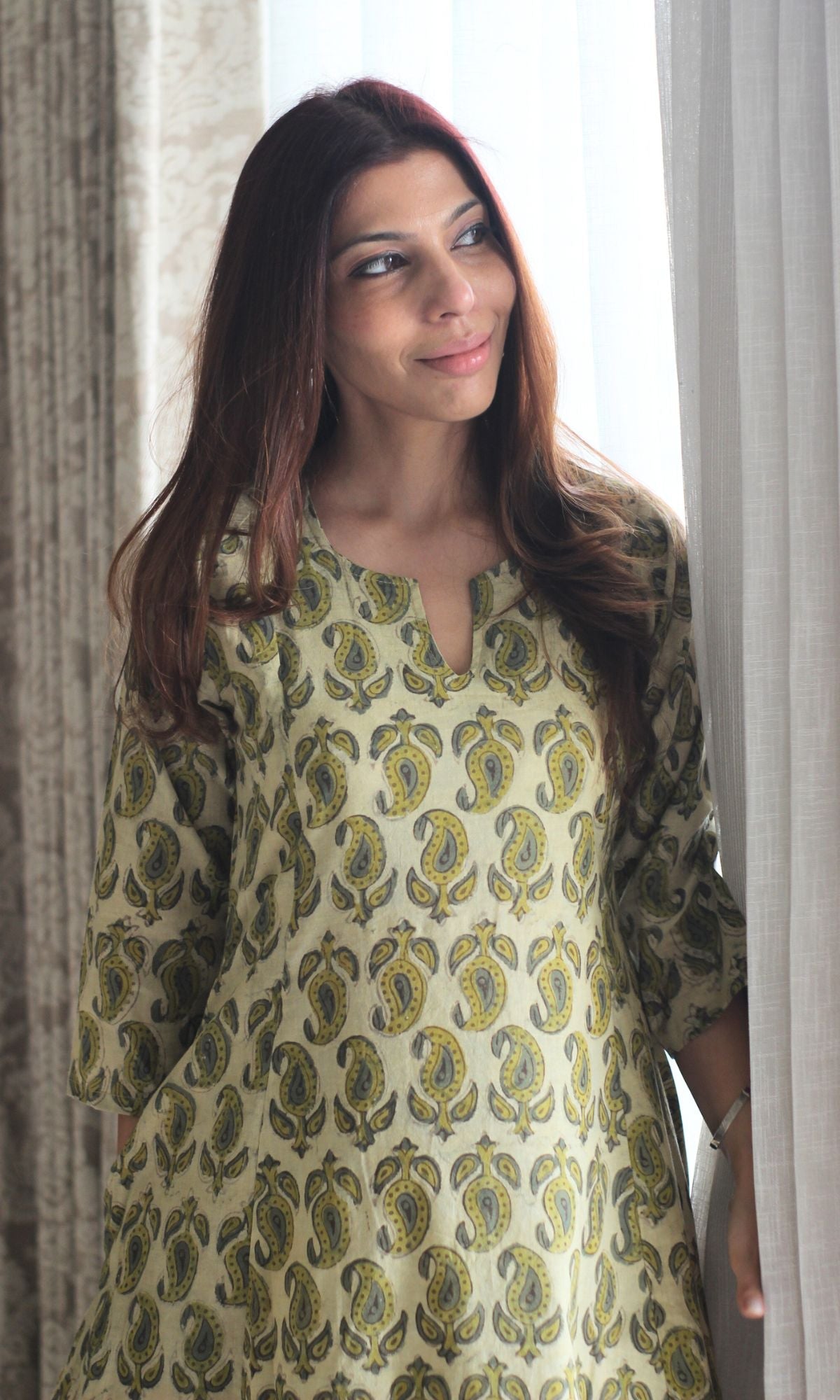 Cotton Handblock Vanaspati Print Earthy Kali Kurta