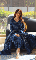 Cotton Indigo Small Print Suit with Cotton Printed Dupatta