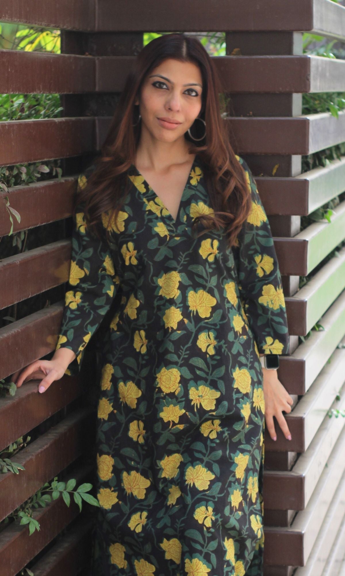 Cotton Jahota Print Black & Green Straight Kurta