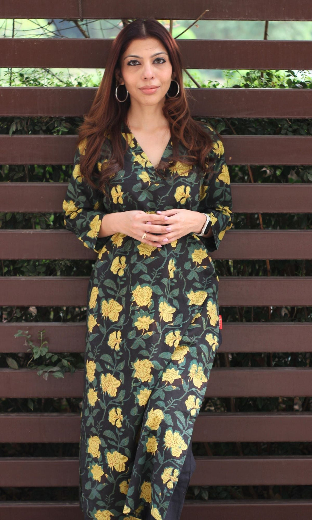 Cotton Jahota Print Black & Green Straight Kurta