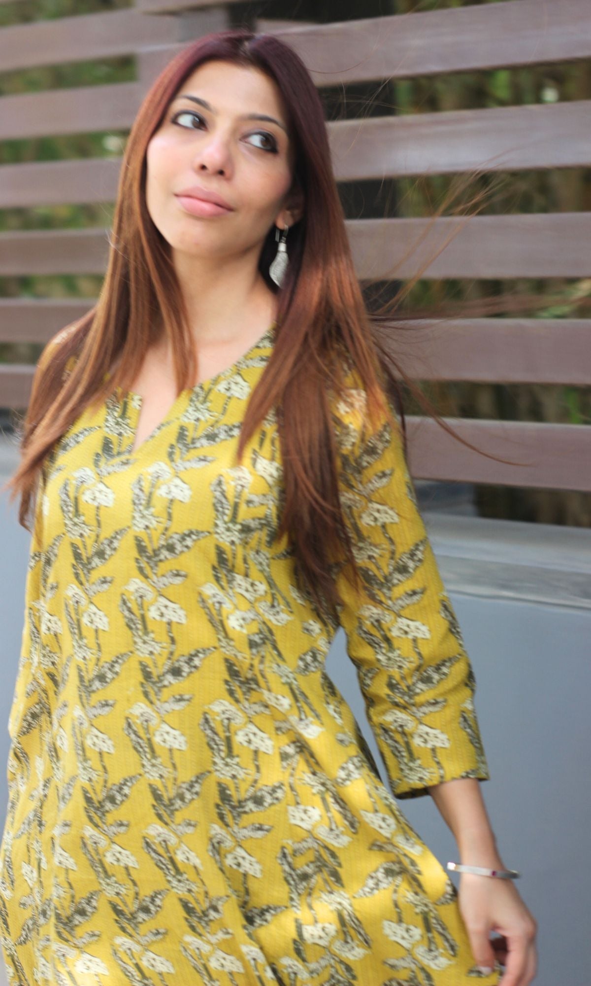 Cotton Kantha Amber Handblock Print Kali Kurta