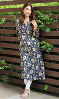 Cotton Kantha Blue and Yellow Kurta