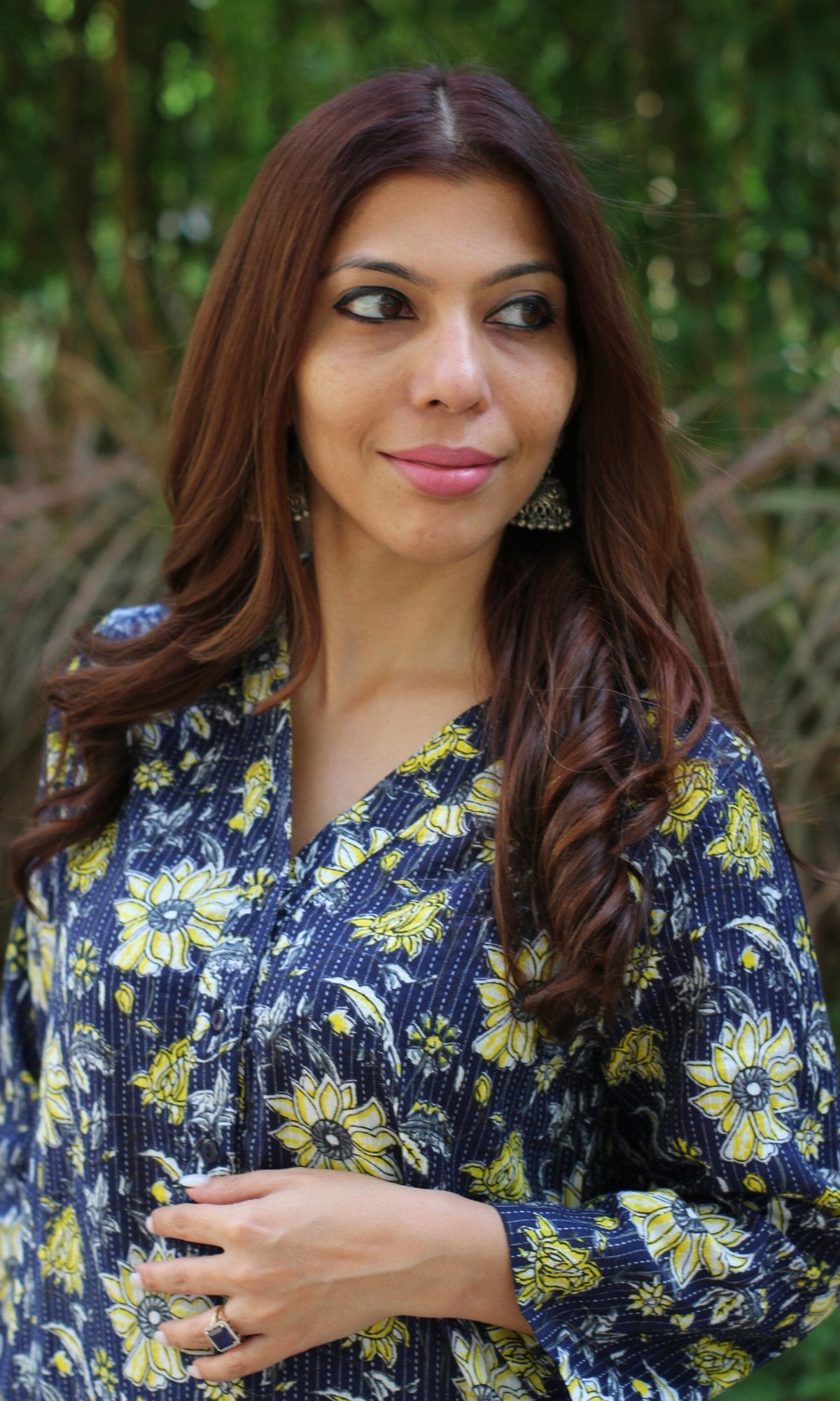 Cotton Kantha Blue and Yellow Kurta