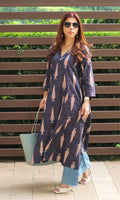 Cotton Midnight Blue Ajrakh Print Kali Kurta