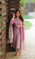 Cotton Onion Pink Booti Print Suit With Cotton Printed Dupatta