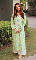 Cotton Mul Printed Green Handwork Chikankari Kurta