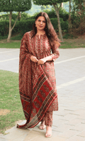 Cotton Red & Black Ajrakh Print Suit With Cotton Dupatta