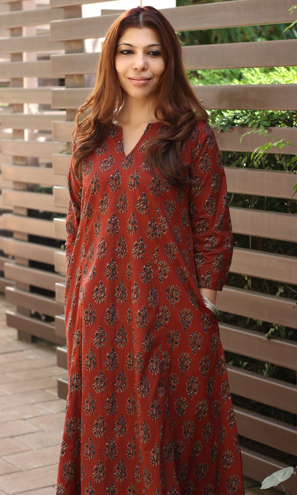 Cotton Red Kali Kurta