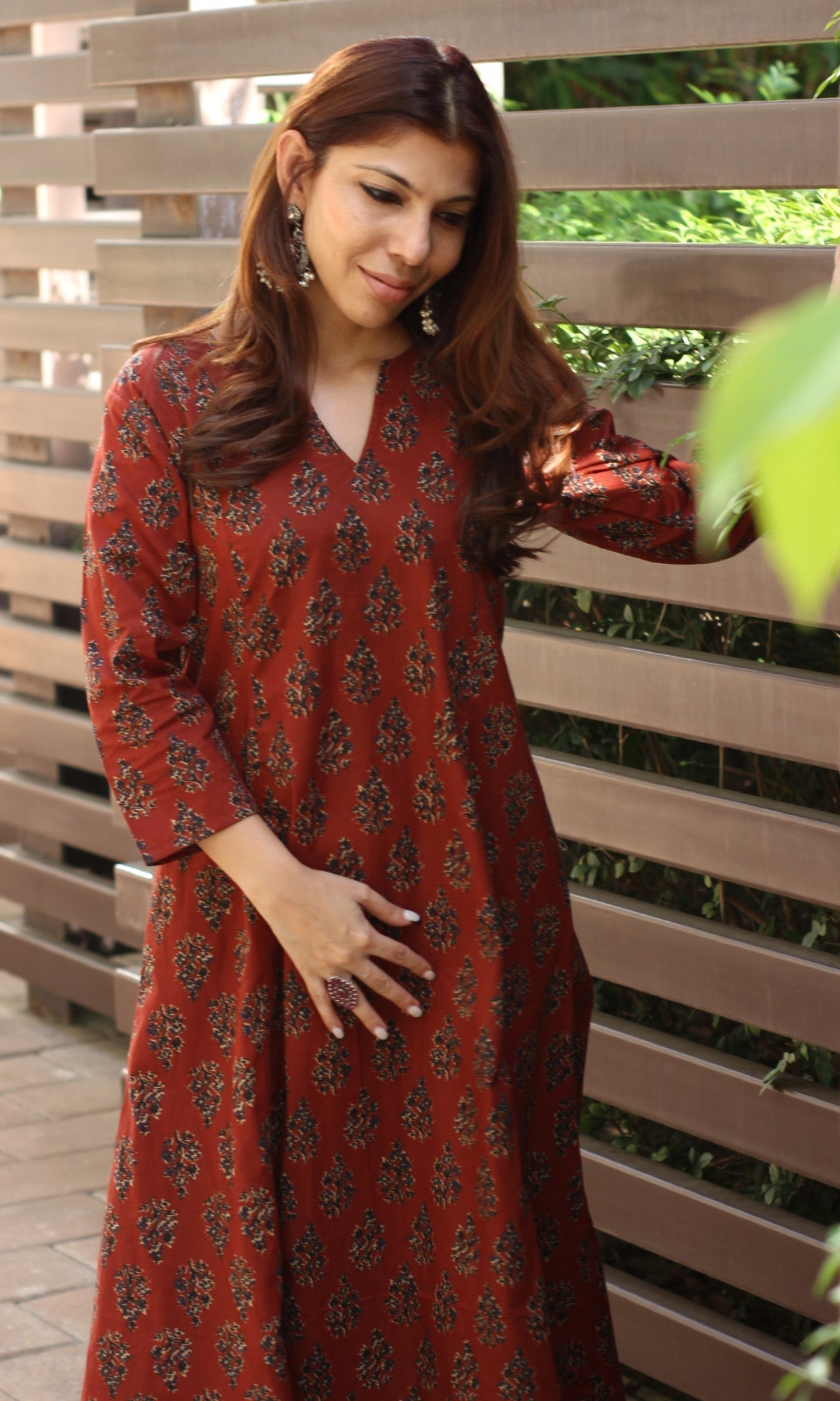 Cotton Red Kali Kurta