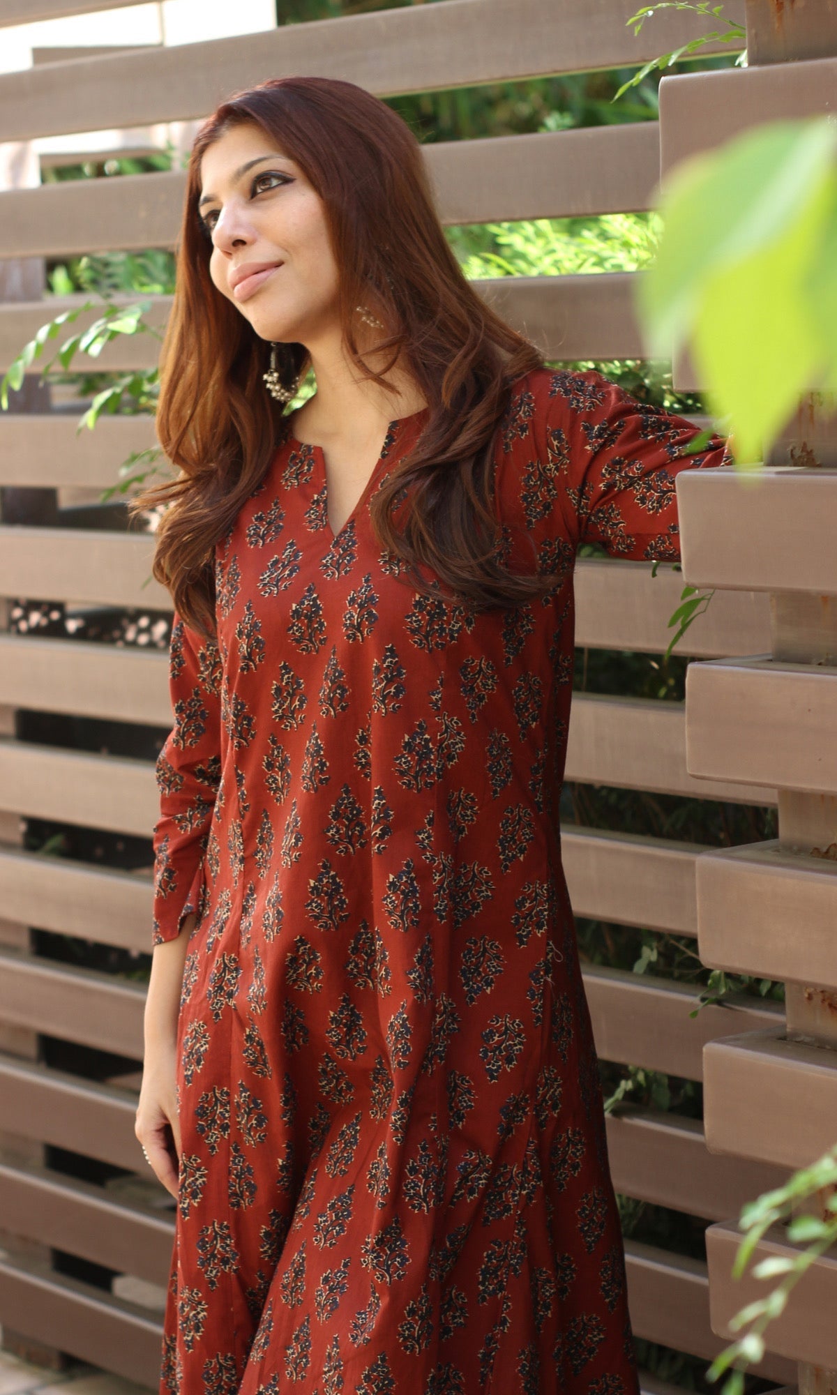 Cotton Red Kali Kurta