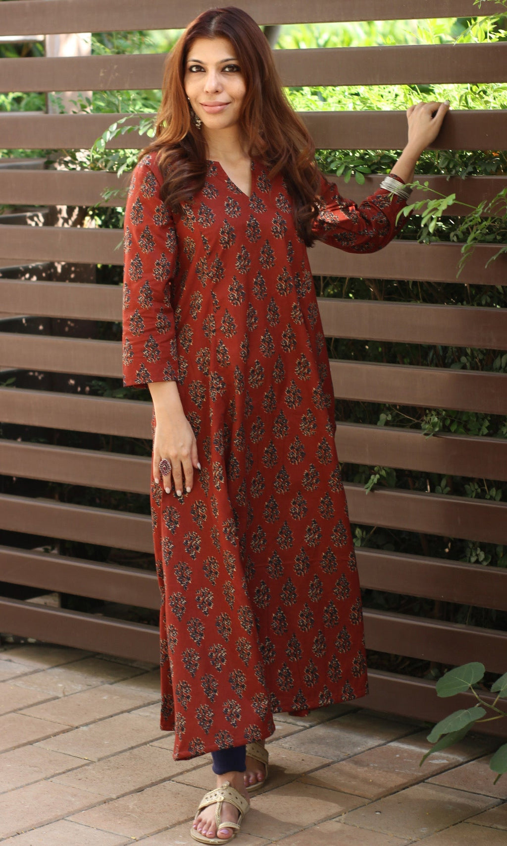 Cotton Red Kali Kurta
