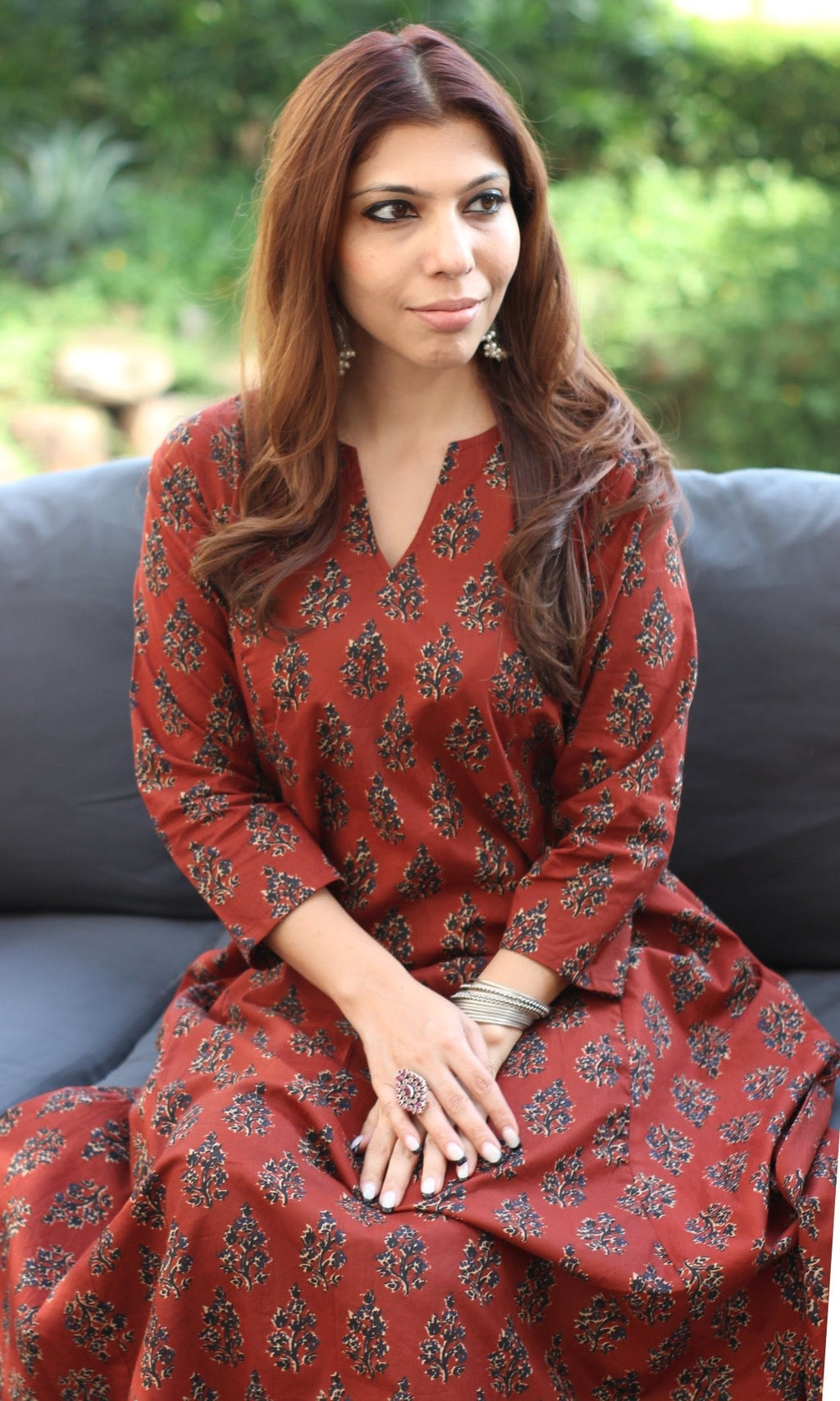 Cotton Red Kali Kurta