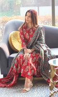 Cotton Sanganeri Print Red Suit Set with Printed Cotton Dupatta