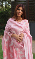 Cotton Soft Pink Printed Suit Set with Printed Cotton Dupatta