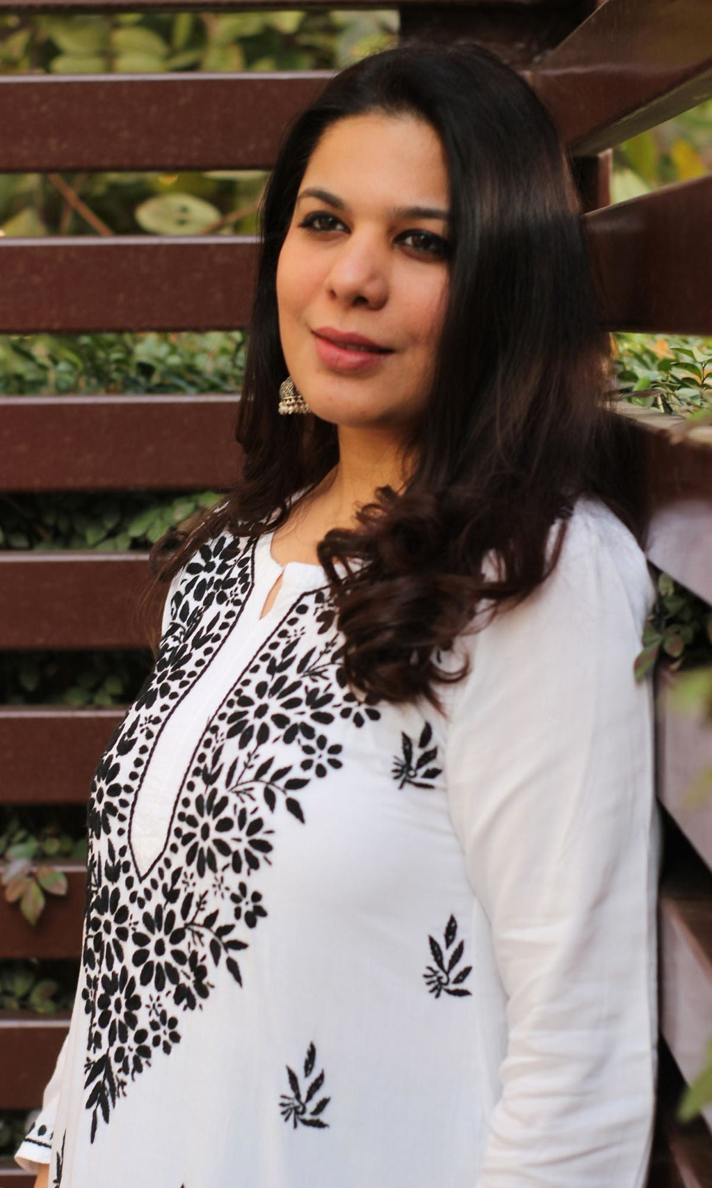 Cotton White and Black Handwork Chikankari Kurta