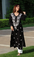 Modal Black and White Handwork Chikankari Kurta