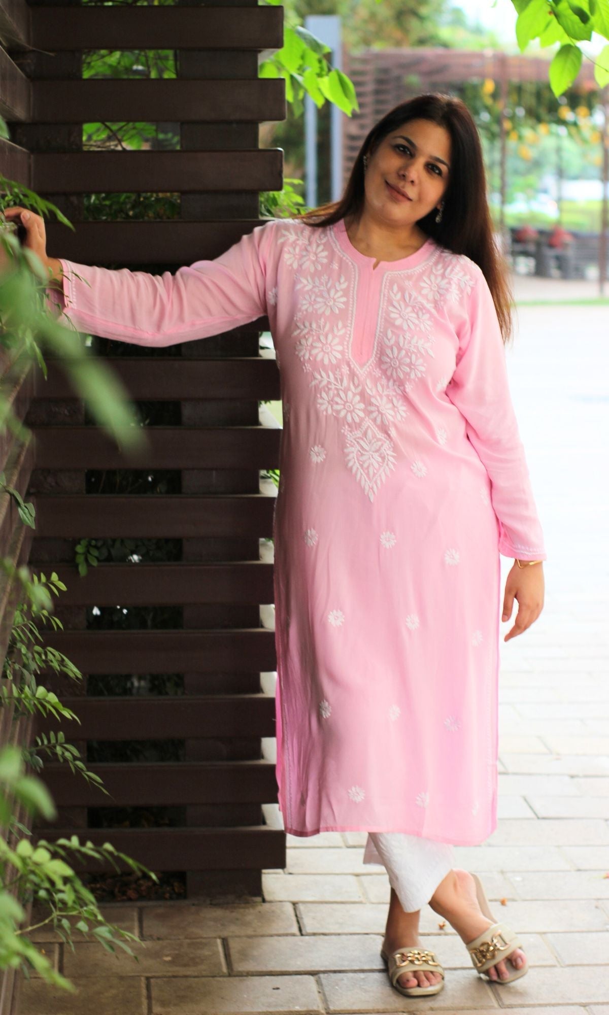 Modal Pink Chikankari Kurta