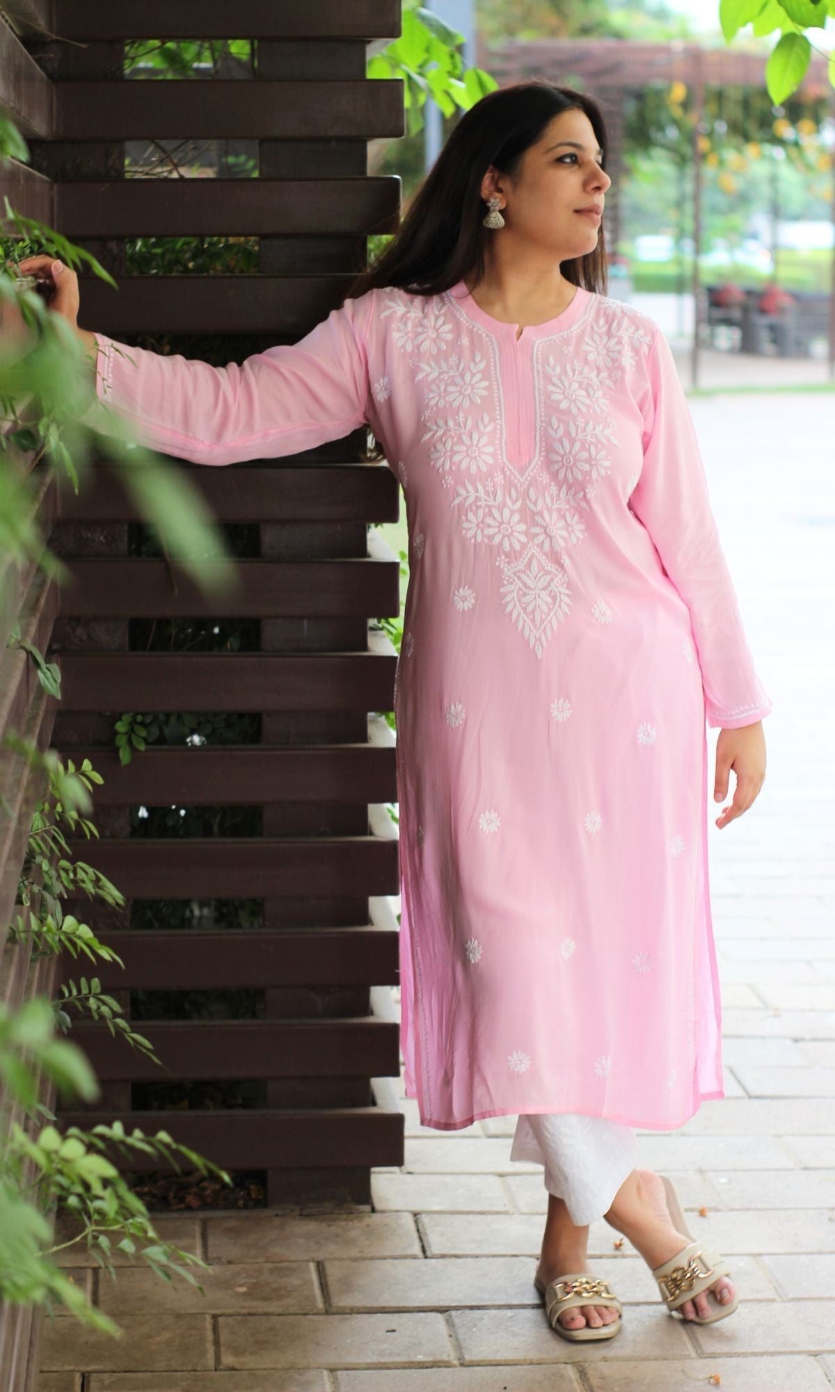 Modal Pink Chikankari Kurta