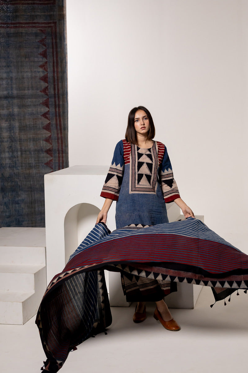 Set of 3 - Kurta, Dupatta & Culotte - Aabaan 03