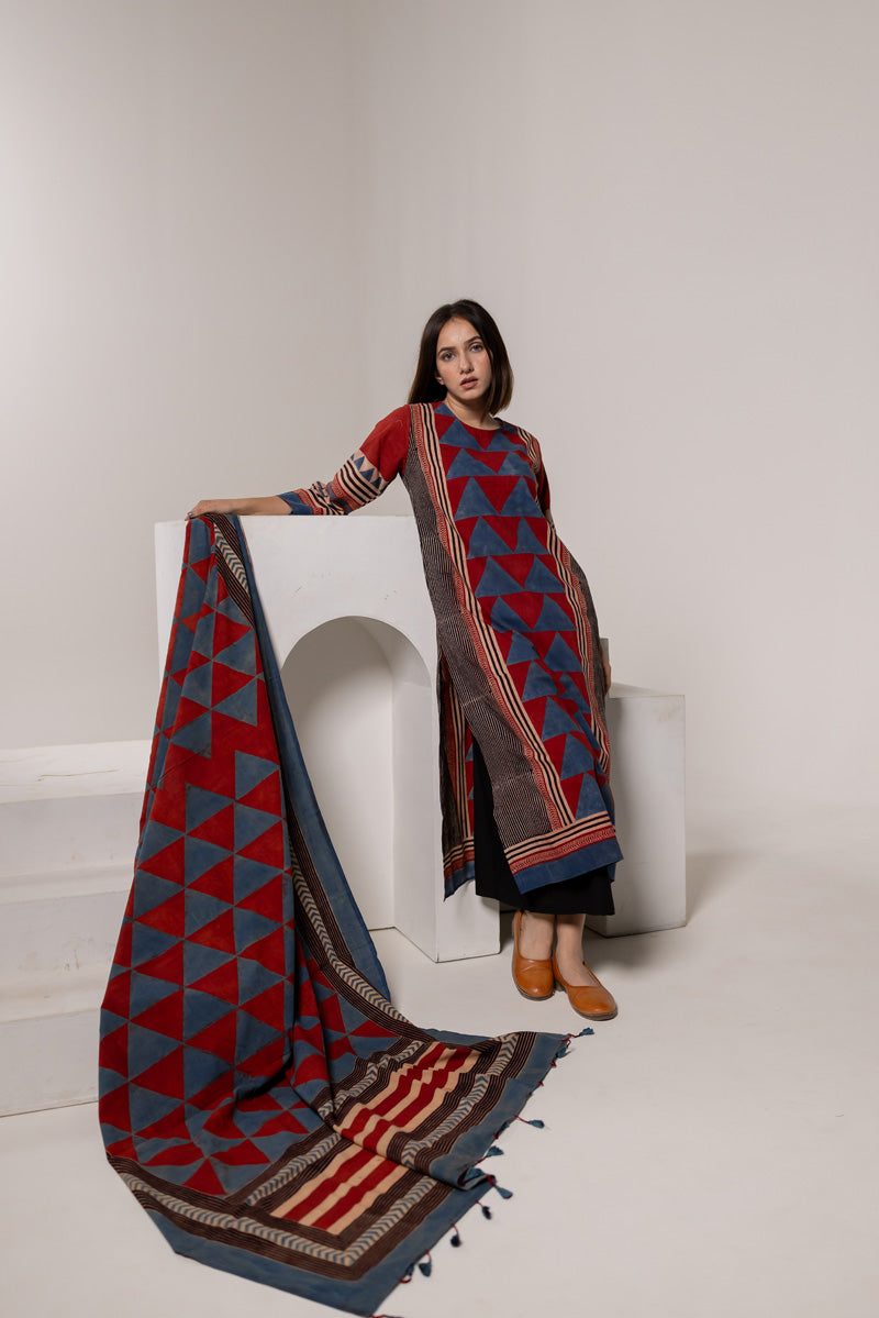 Set of 3 - Kurta, Dupatta & Culotte