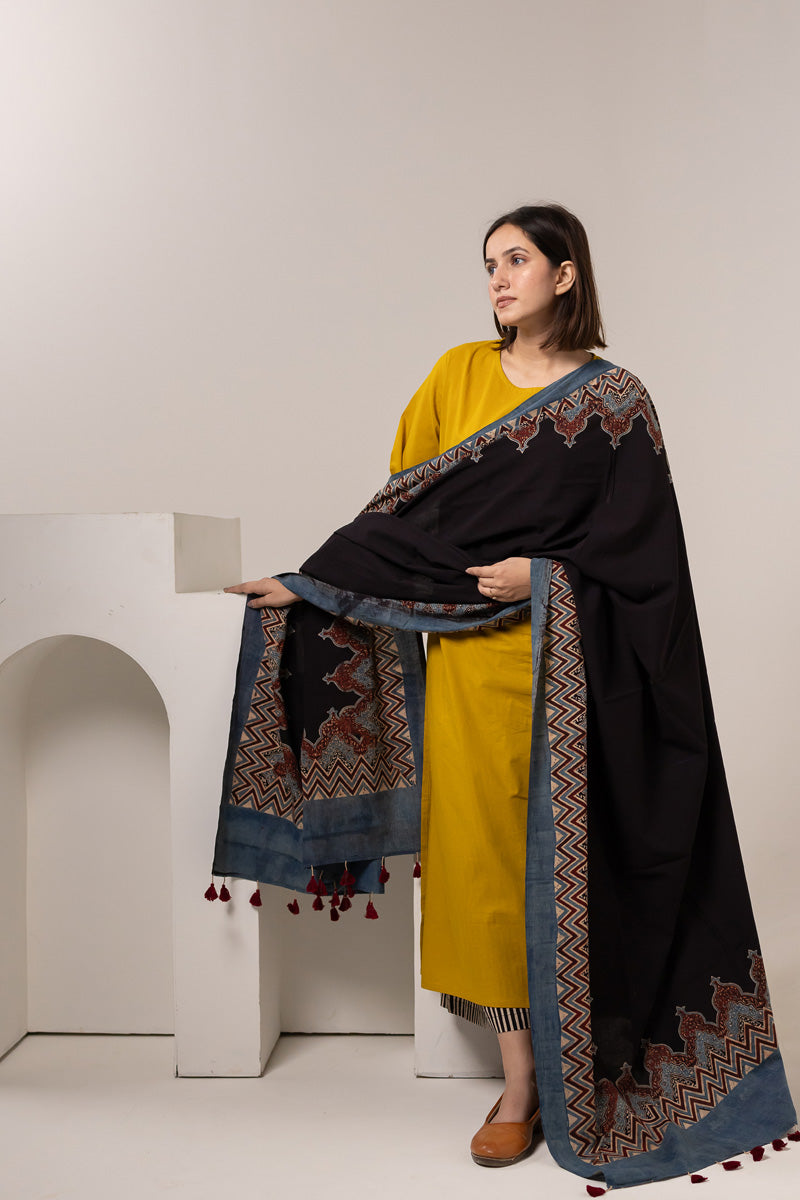 Set of 3 - Kurta, Dupatta & Culotte - Earthy Echoes 04