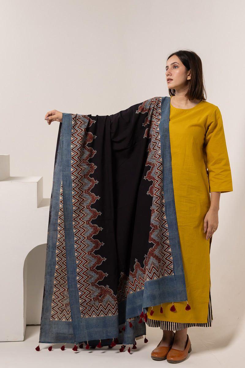 Set of 3 - Kurta, Dupatta & Culotte - Earthy Echoes 04