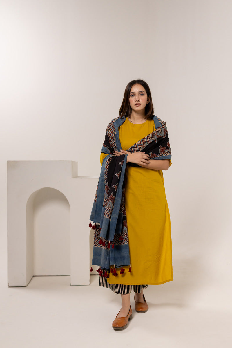 Set of 3 - Kurta, Dupatta & Culotte - Earthy Echoes 04