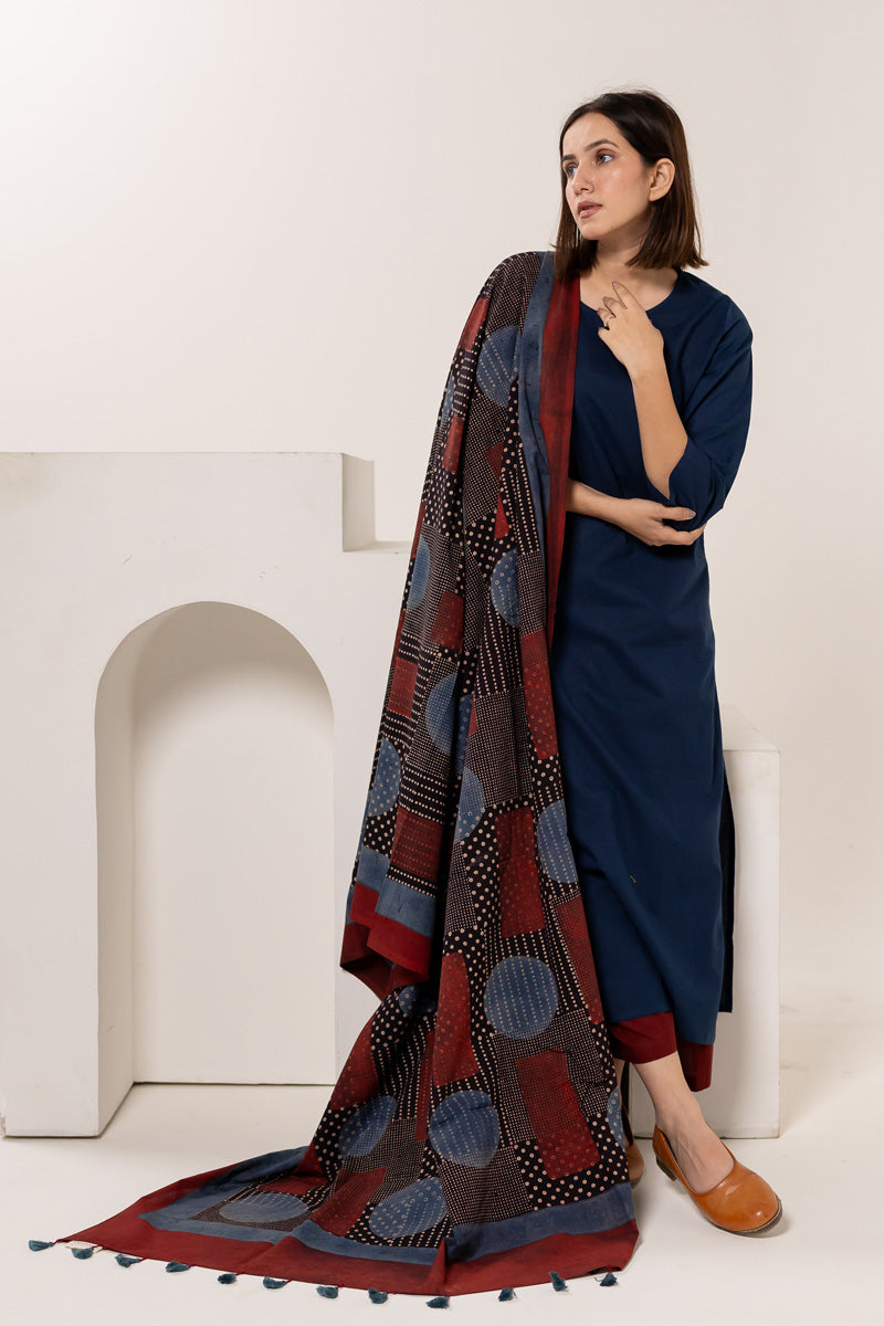 Set of 3 - Kurta, Dupatta & Culotte - Earthy Echoes 03