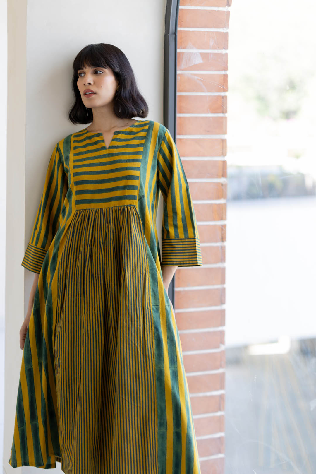 4 Panel Kurta Set of 2 - Moss leaf