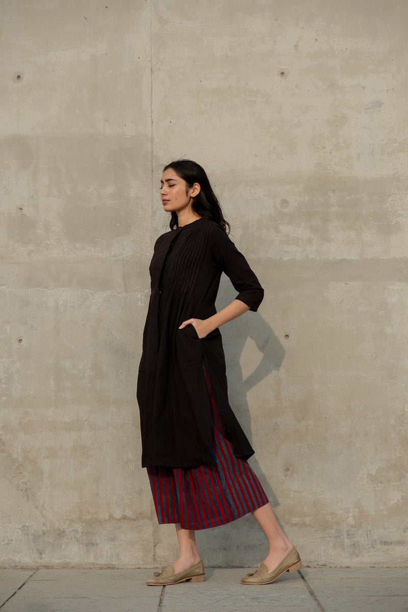 Pintuck Kurta - Black