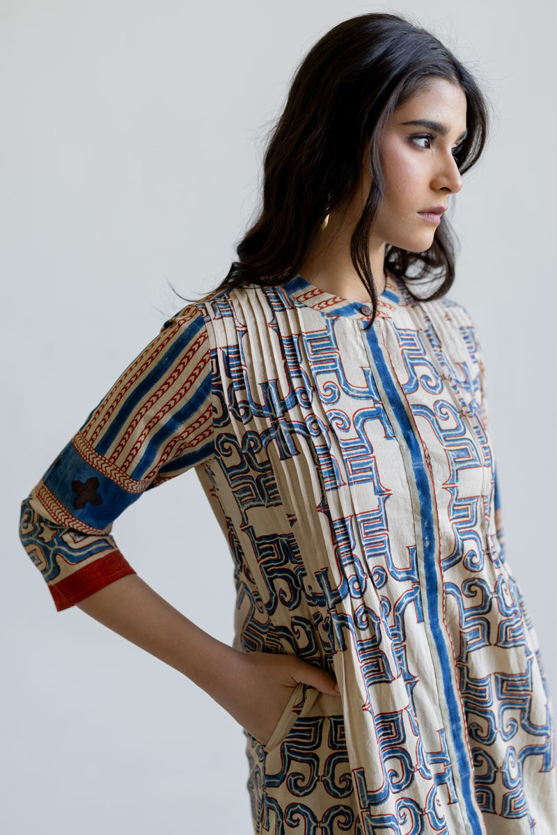 Pintuck Kurta - Avira Natural White