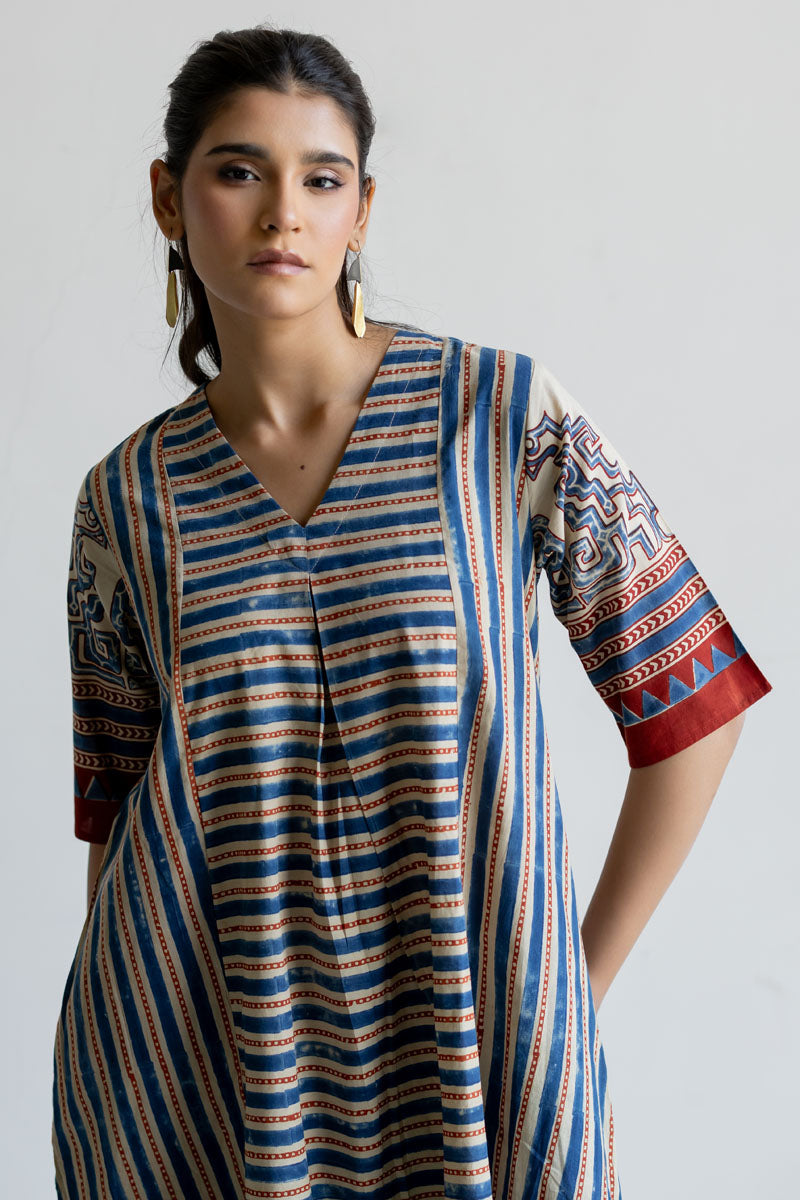 V Neck Panelled Kurta - Vaya
