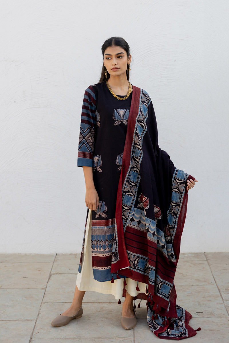 Set of 3 - Kurta, Dupatta & Culotte - Adira 02