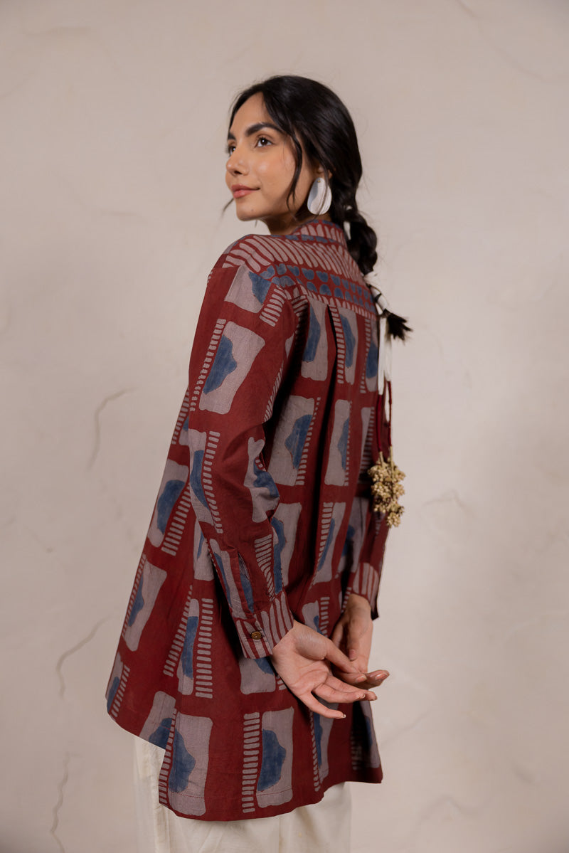 Mandarin Collar Top - Aab