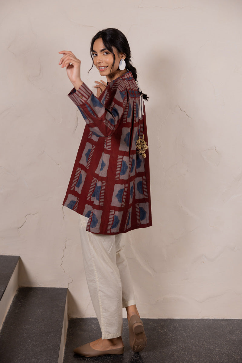 Mandarin Collar Top - Aab
