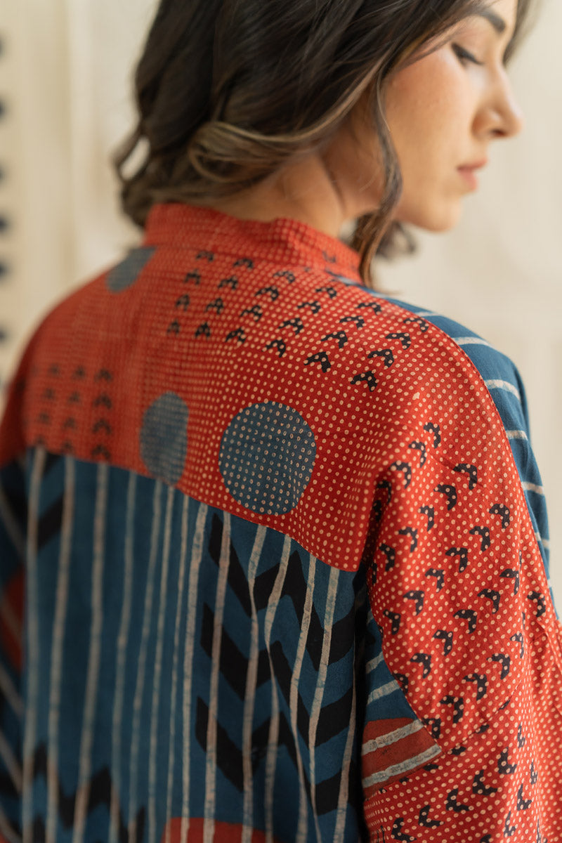 Freesize Anti-fit Top - Indigo Playful Geometry