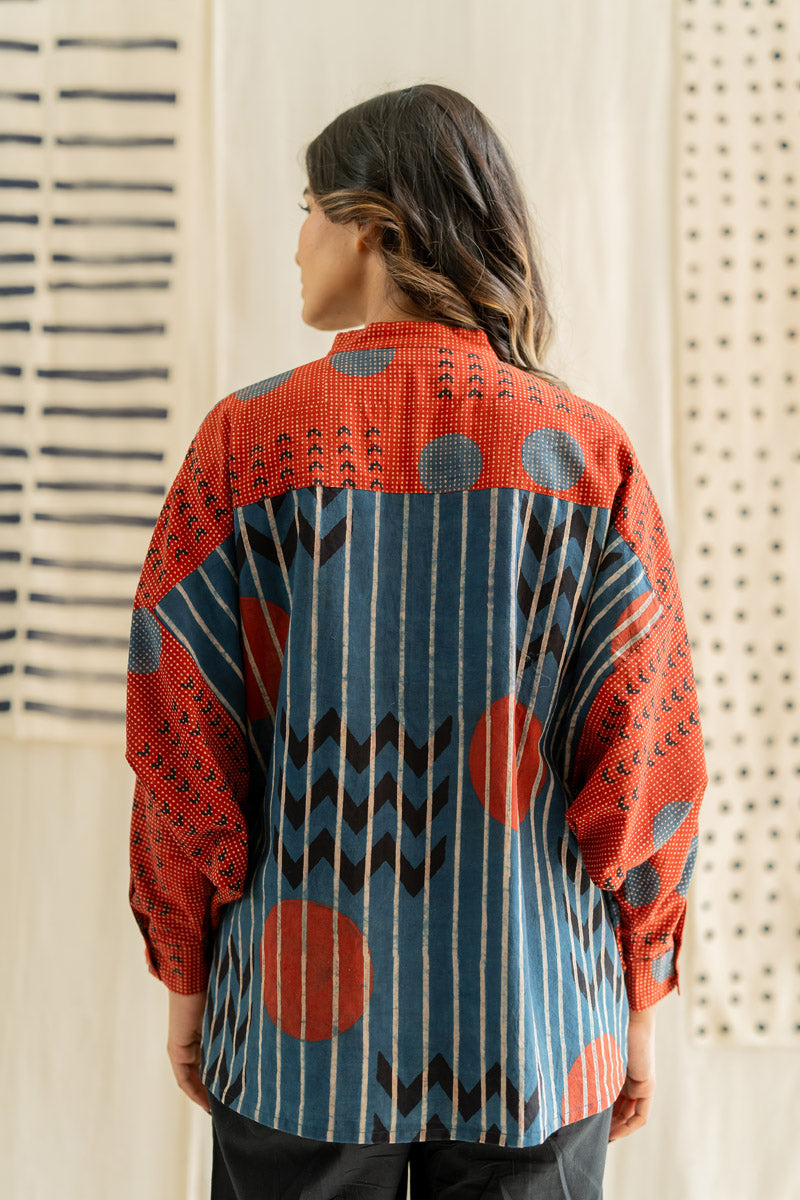 Freesize Anti-fit Top - Indigo Playful Geometry