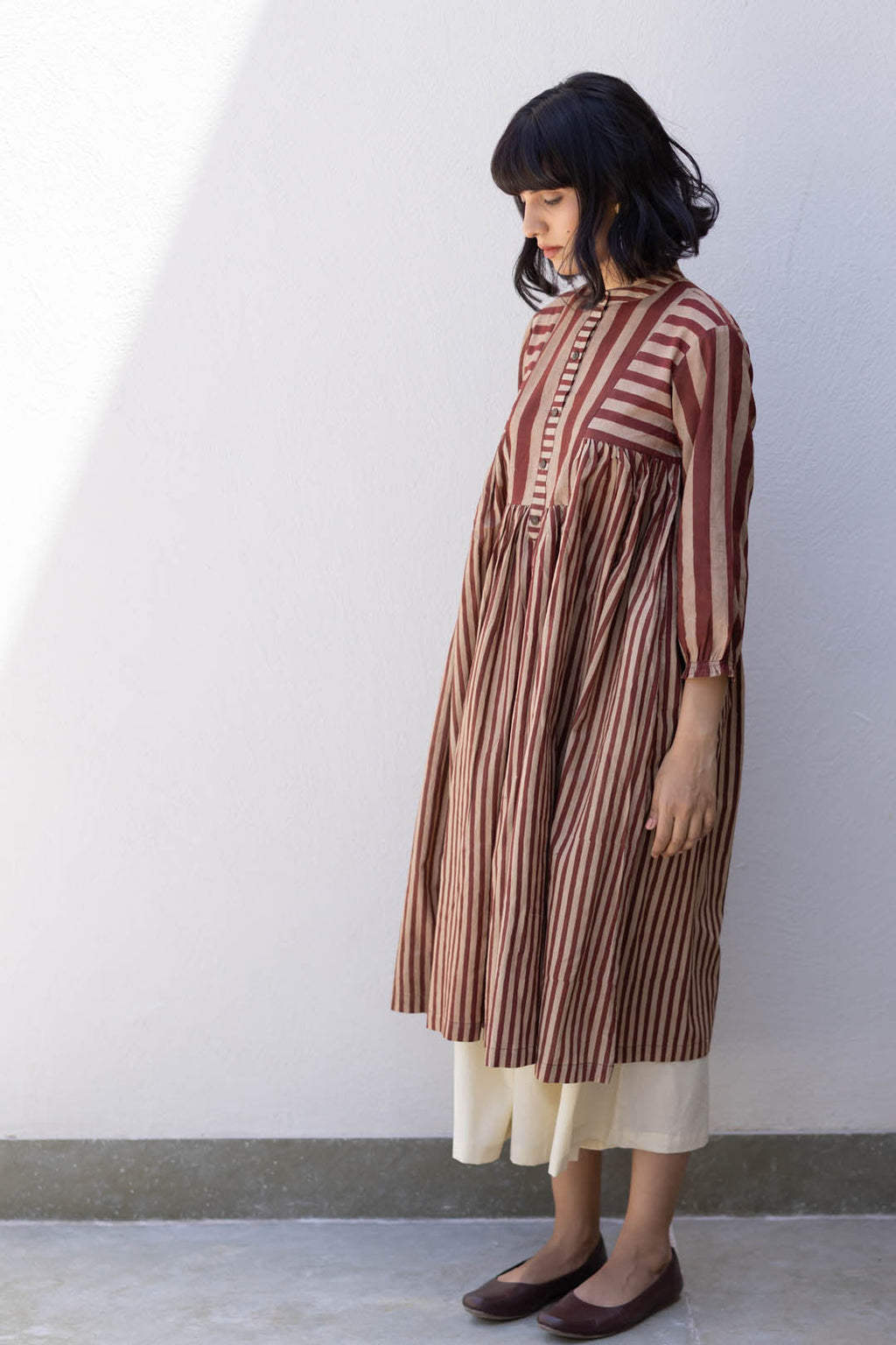 Amra Side Pleat Kurta - Maroon meadow