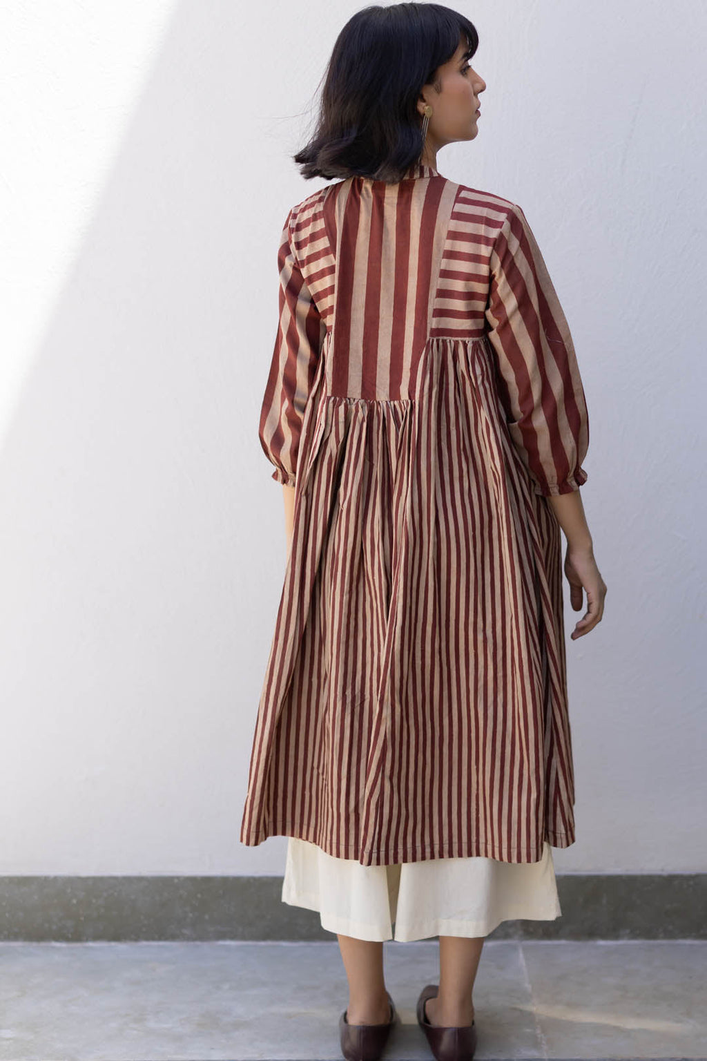 Amra Side Pleat Kurta - Maroon meadow