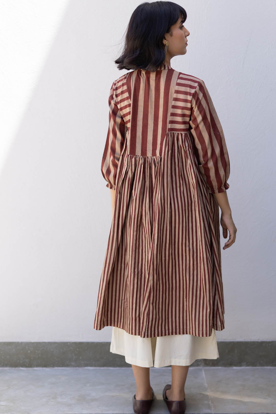 Amra Side Pleat Kurta - Maroon meadow
