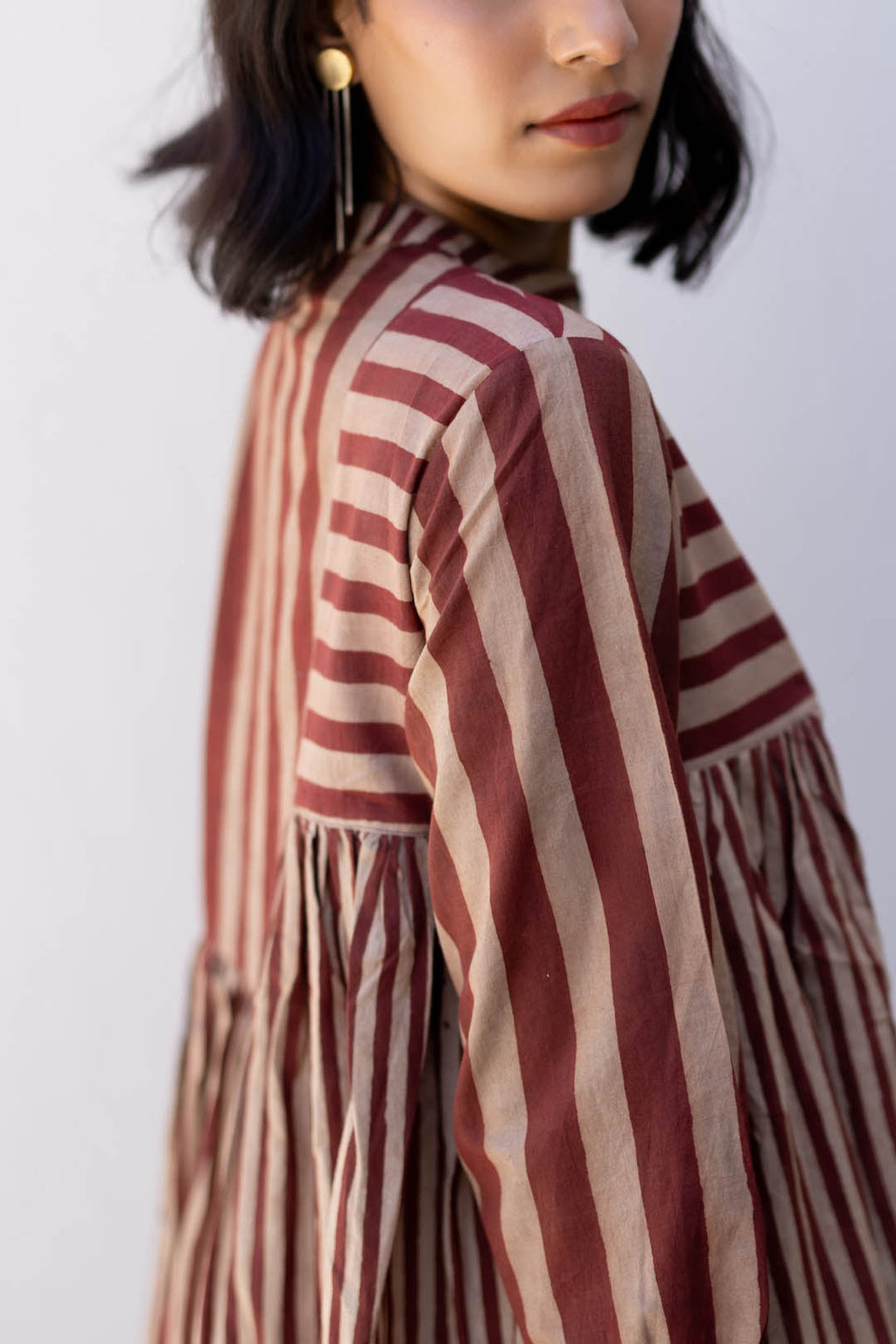 Amra Side Pleat Kurta - Maroon meadow
