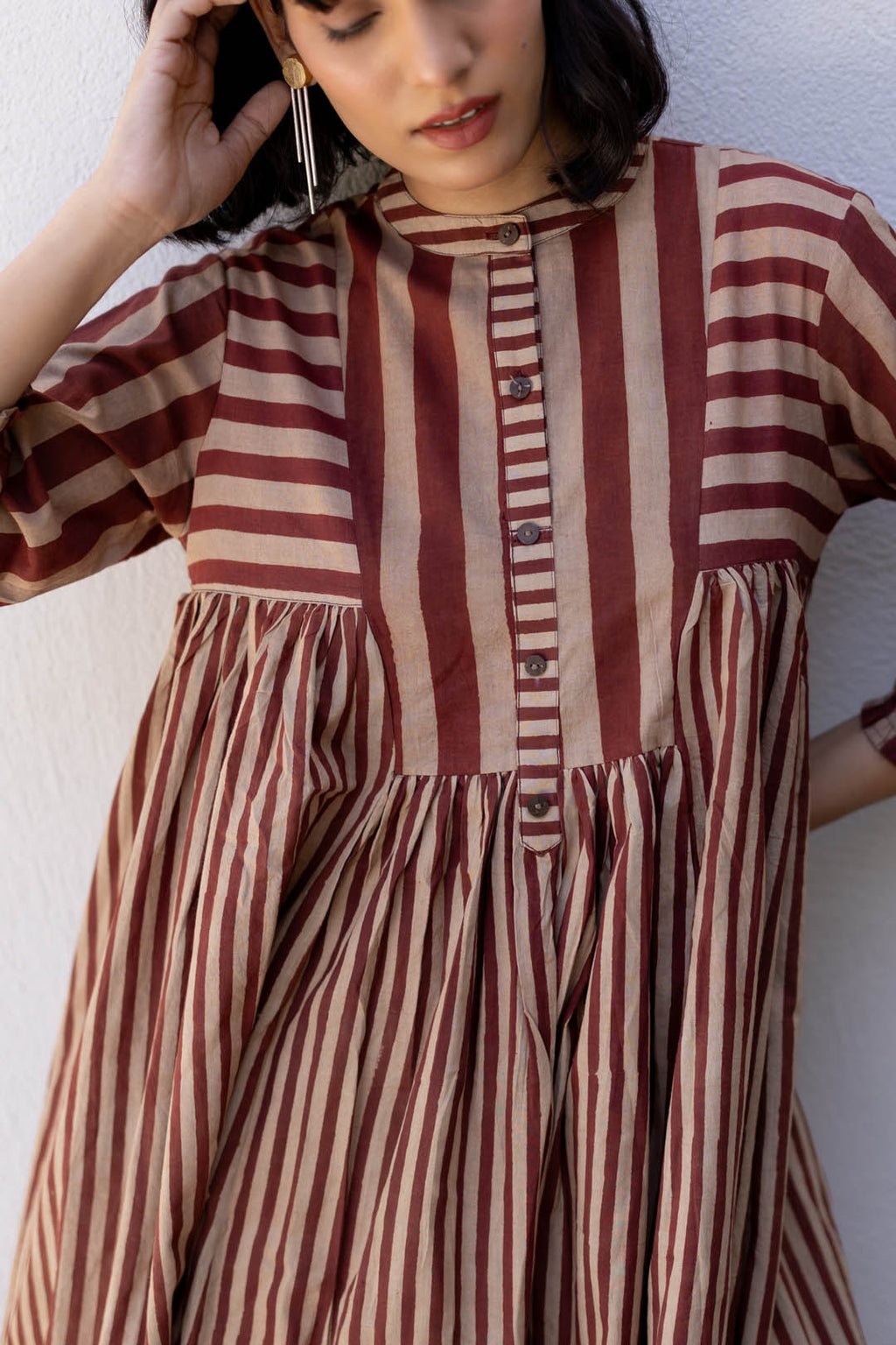 Amra Side Pleat Kurta - Maroon meadow
