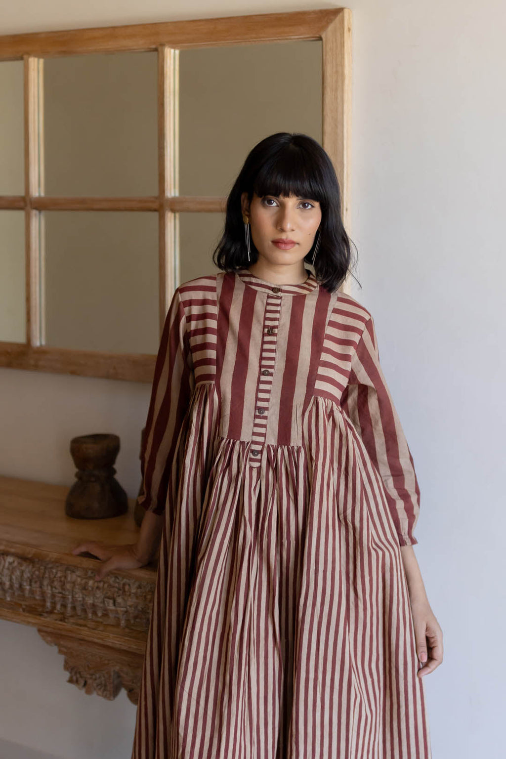 Amra Side Pleat Kurta - Maroon meadow