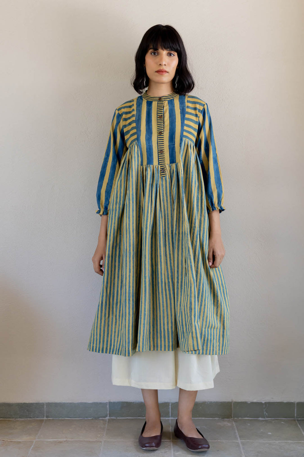 Amra Side Pleat Kurta - Mustard moon