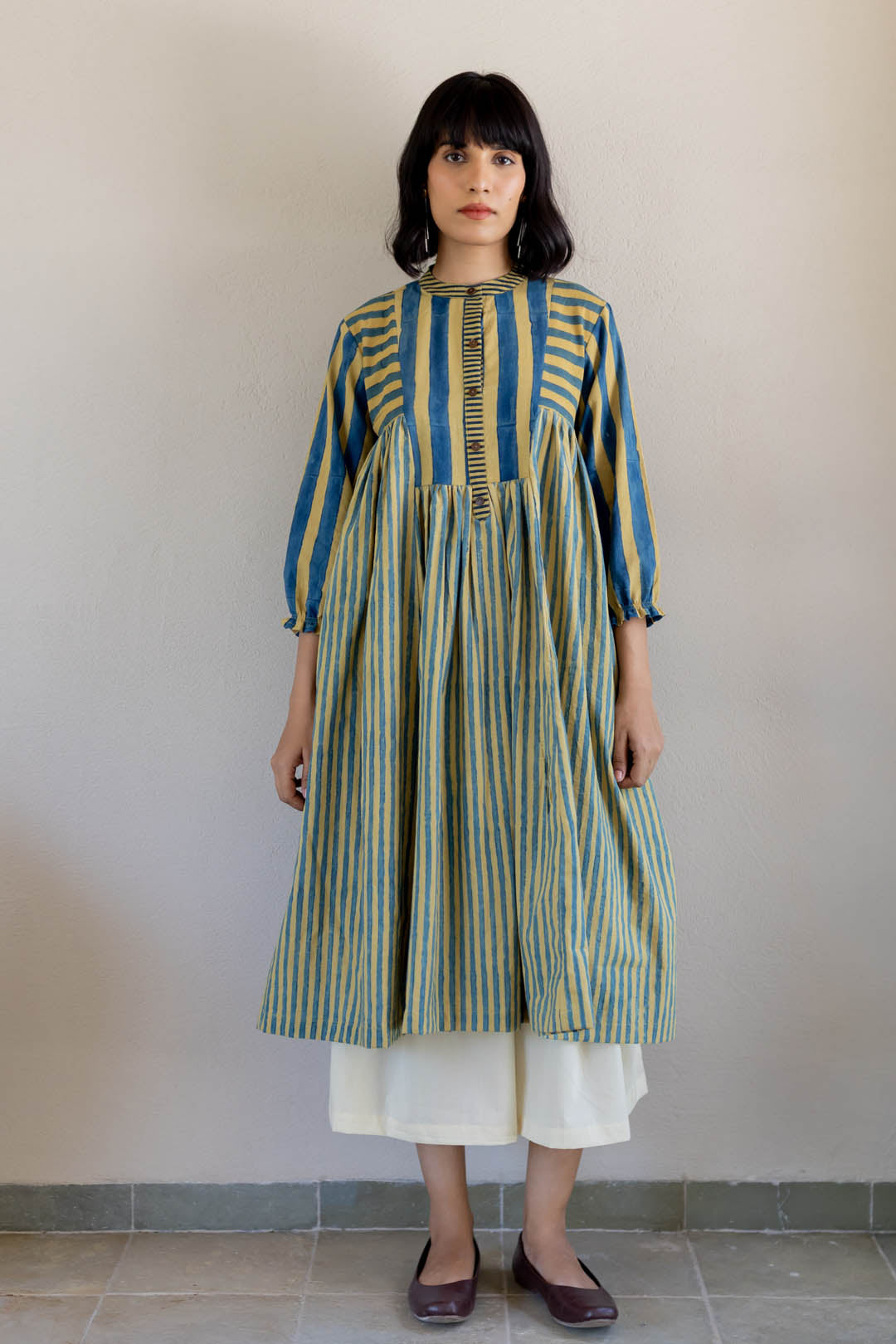 Amra Side Pleat Kurta - Mustard moon