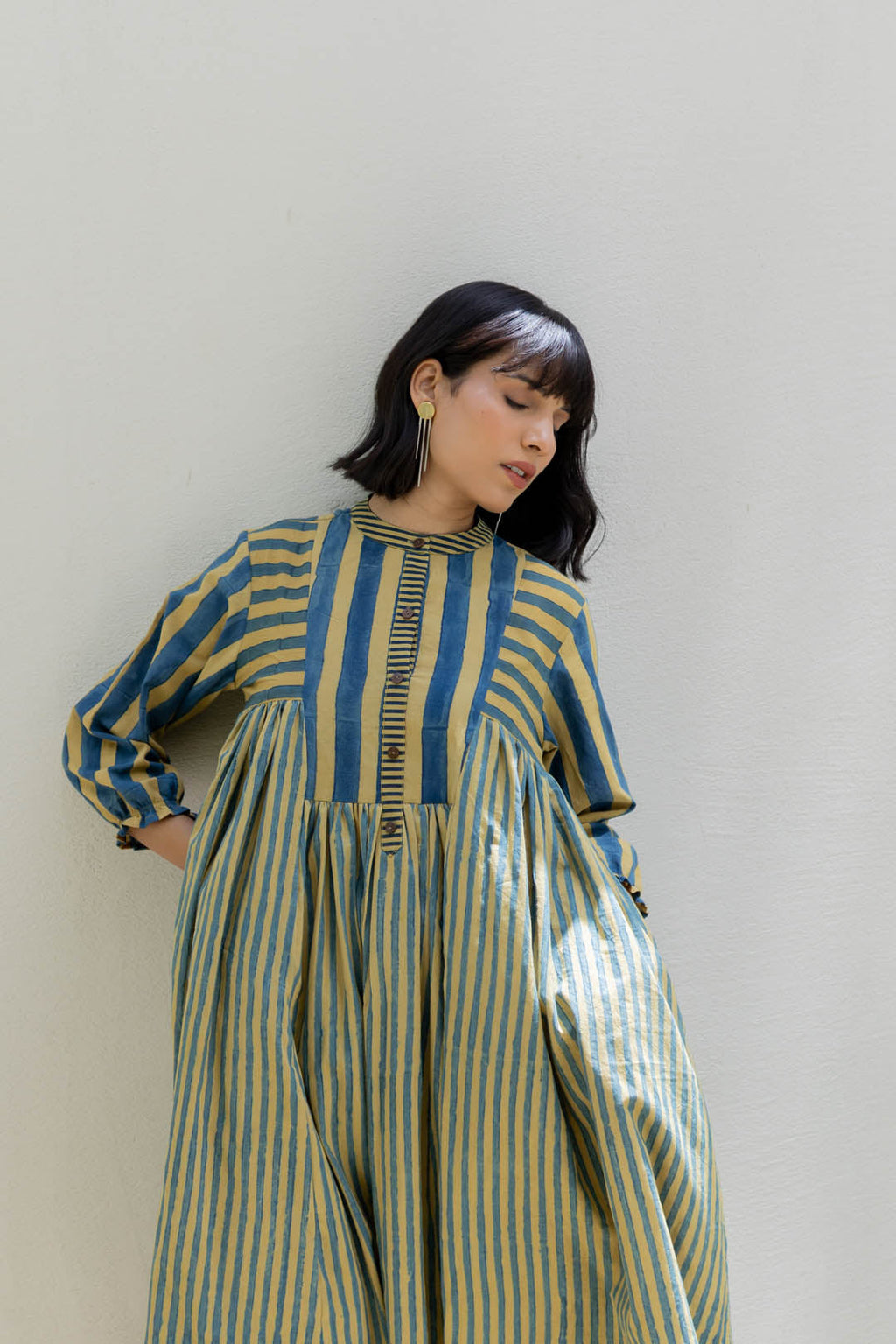 Amra Side Pleat Kurta - Mustard moon