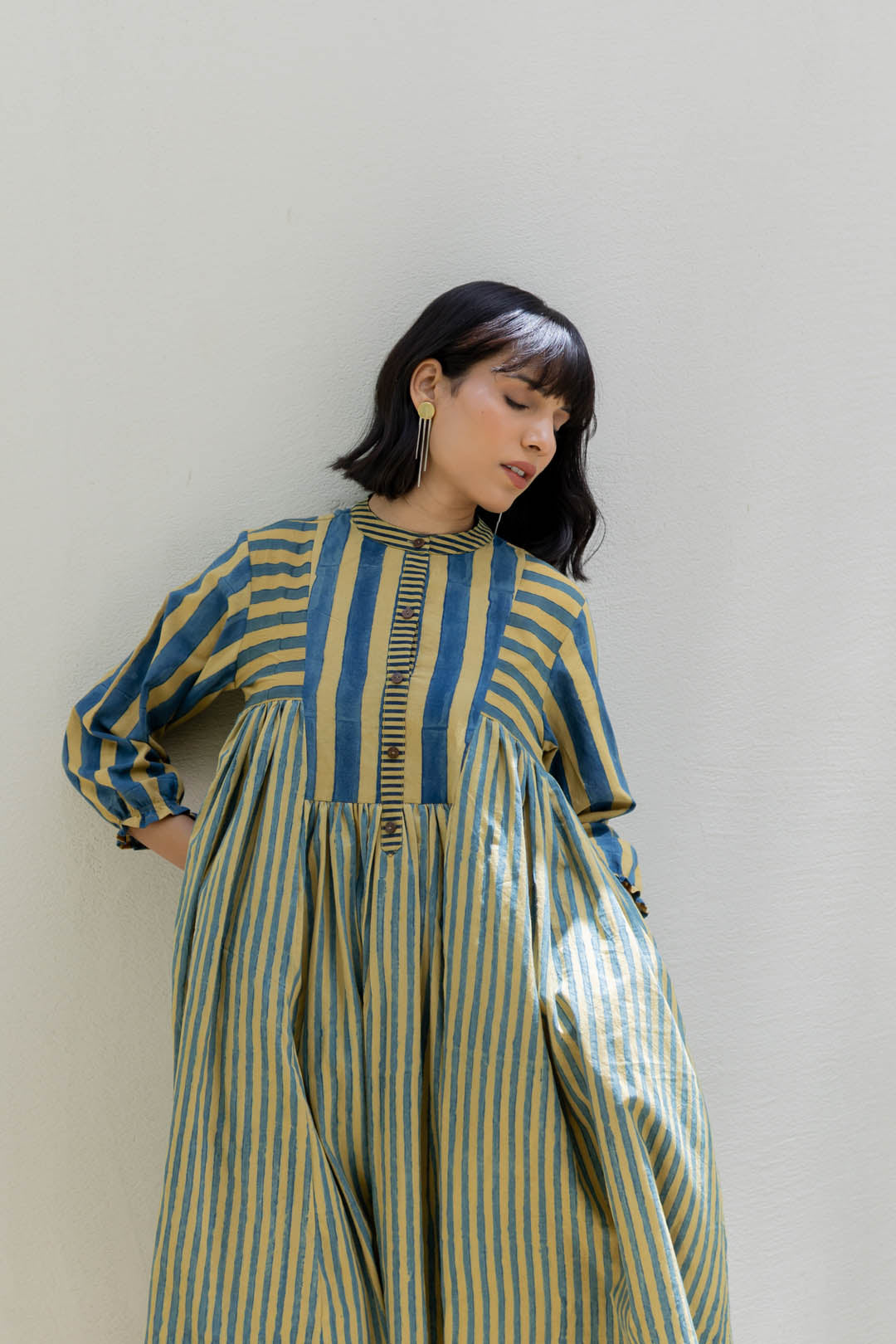 Amra Side Pleat Kurta - Mustard moon