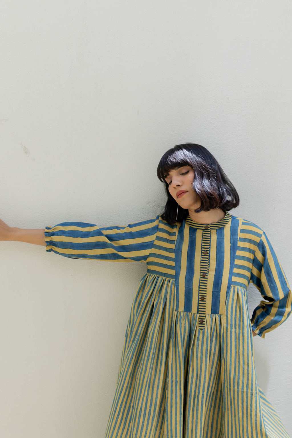 Amra Side Pleat Kurta - Mustard moon