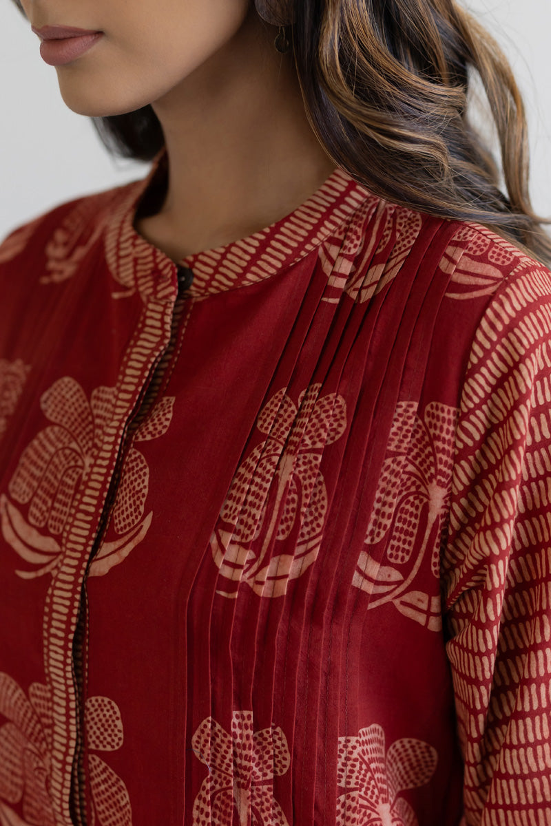 Pintuck Kurta - Tira Red